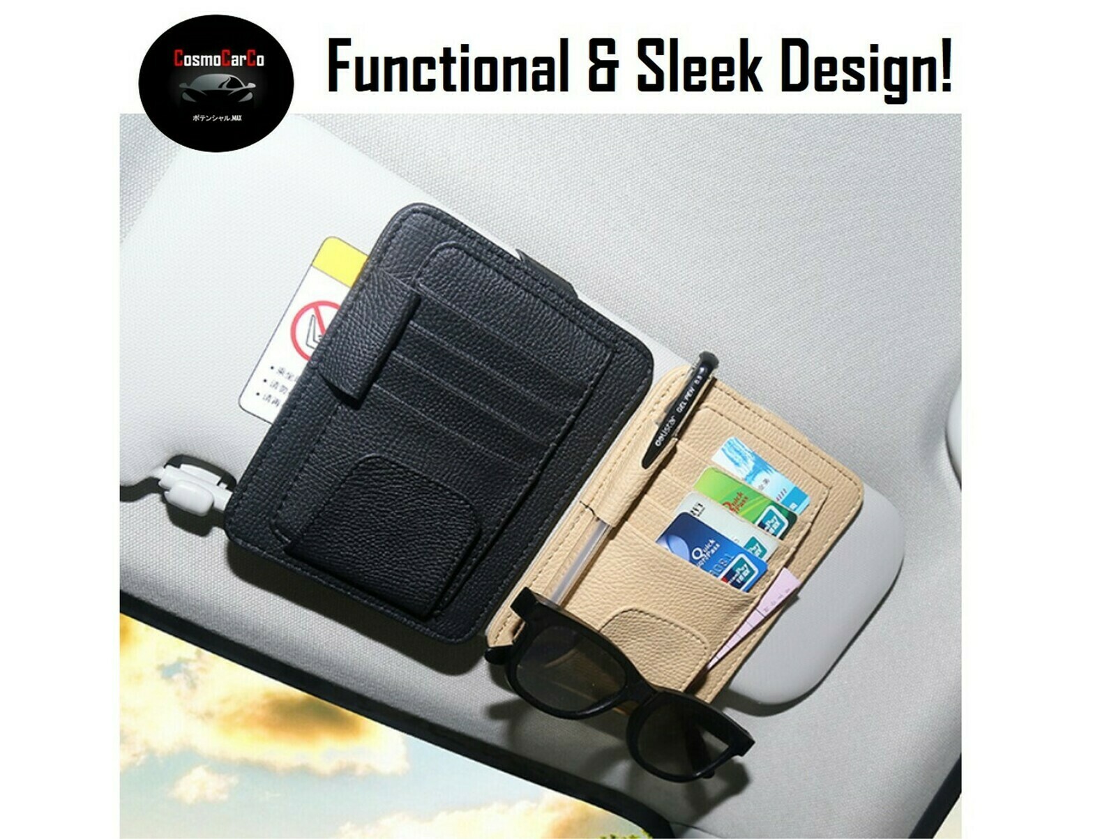3In1 Car Card Holder Sun Visor Organizer Cards Pouch Organiser