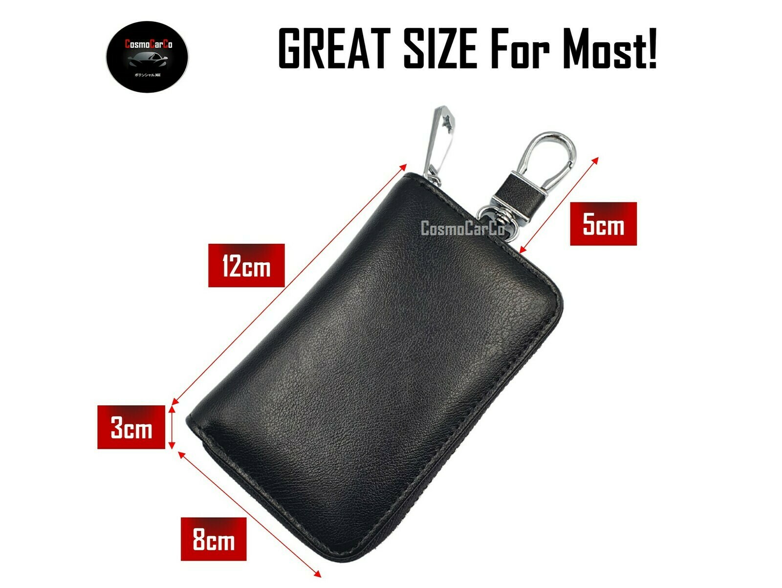 Large Size Leather Car Key Fob Pouch Remote Key Case Cover Card Holder