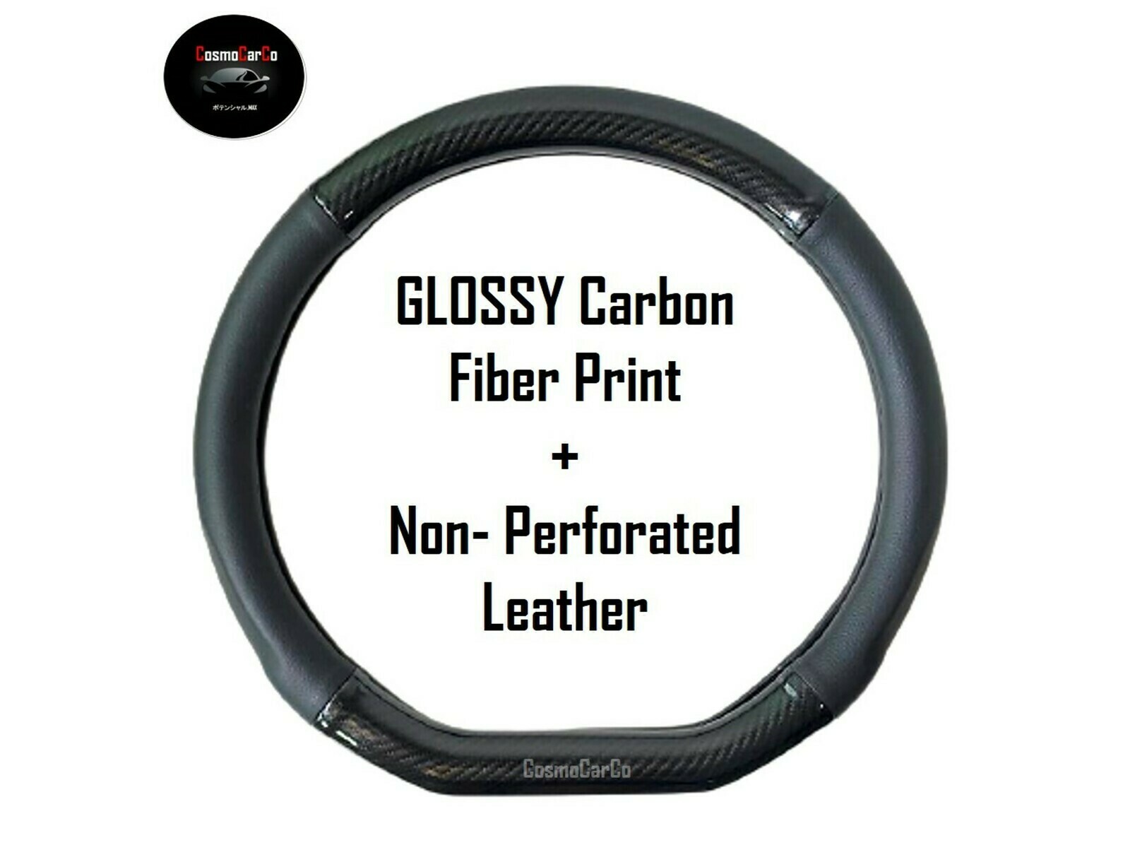 DShape Steering Wheel Cover Glossy Carbon Fiber With Leather 3738cm M