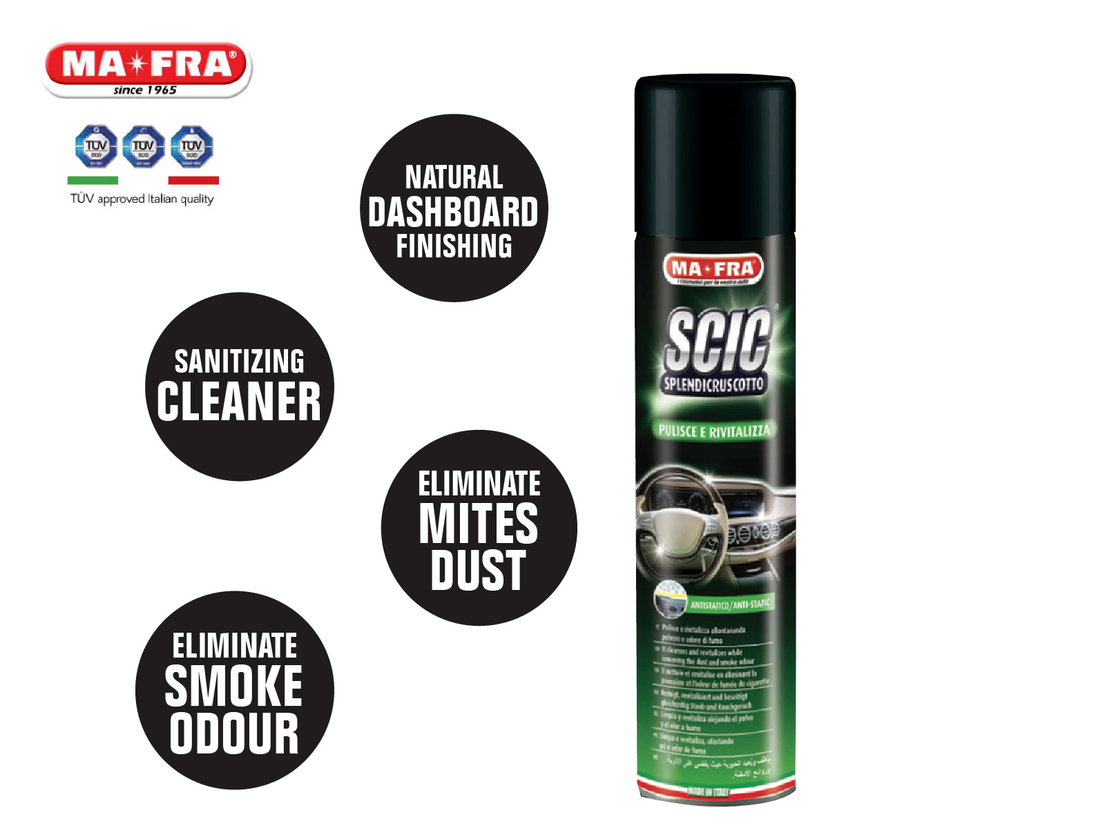 Mafra Scic Green Dashboard Sanitizing Cleaner 600ml (Cleaner