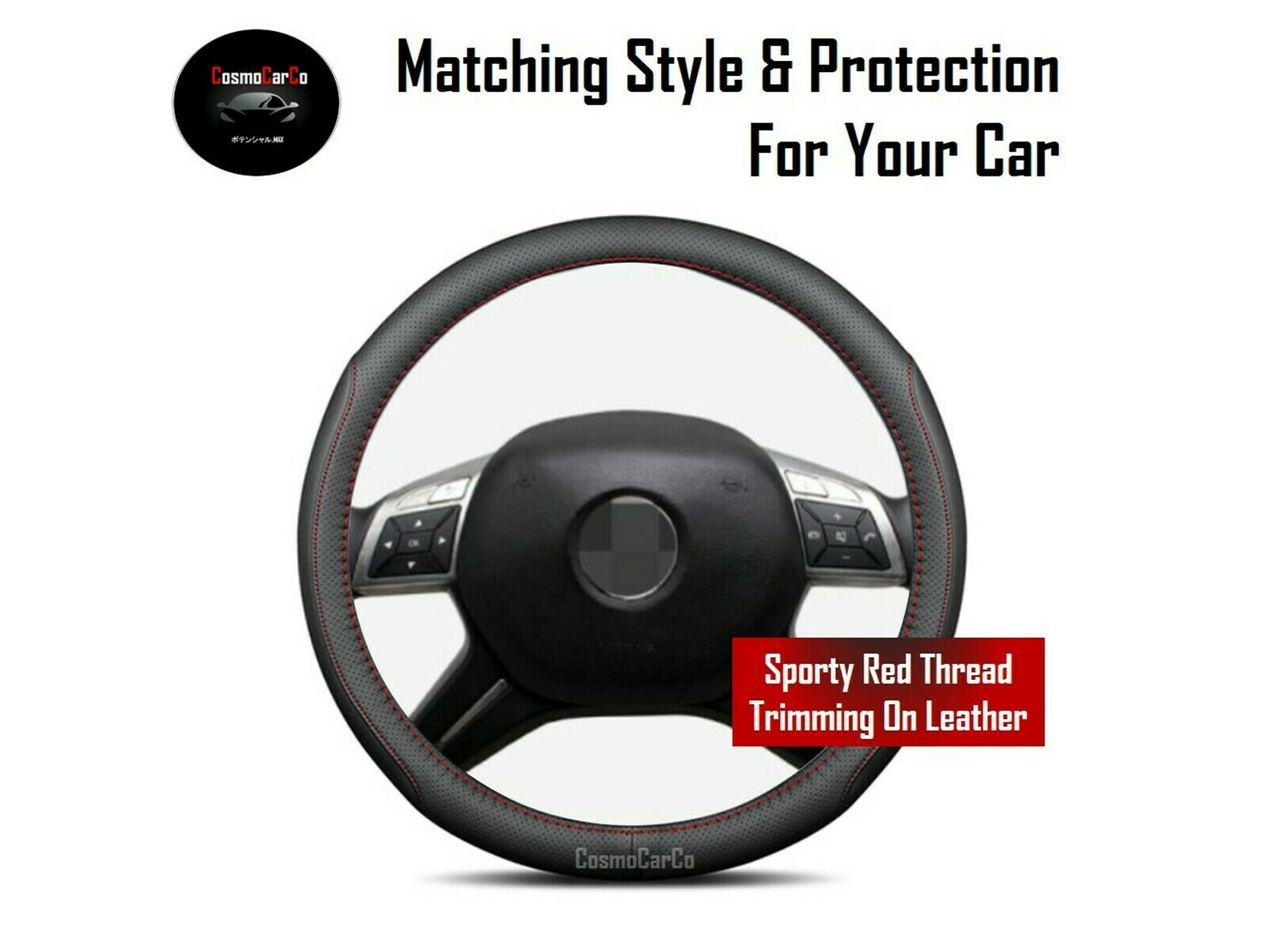 Leather Steering Wheel Cover Round 3738cm M Size Deals Motorist