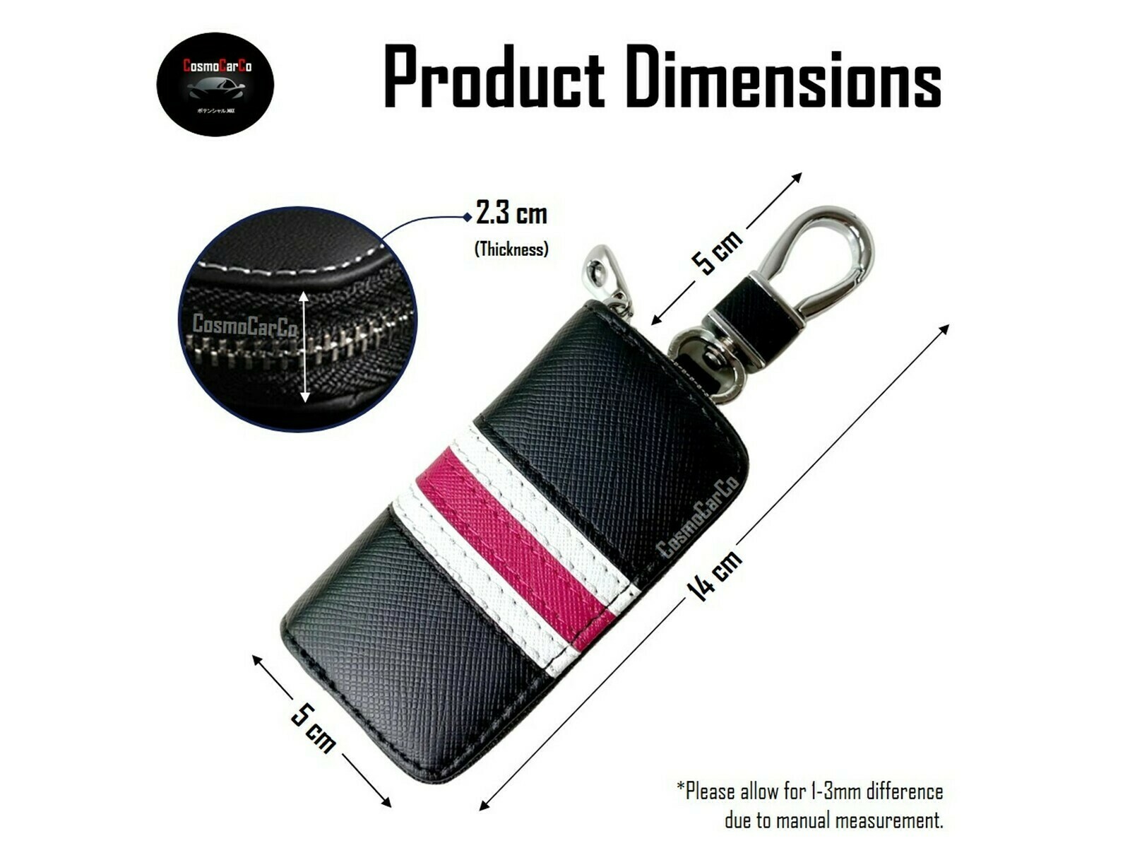 Leather Car Key Fob Pouch Remote Key Case Cover Holder Coin Case