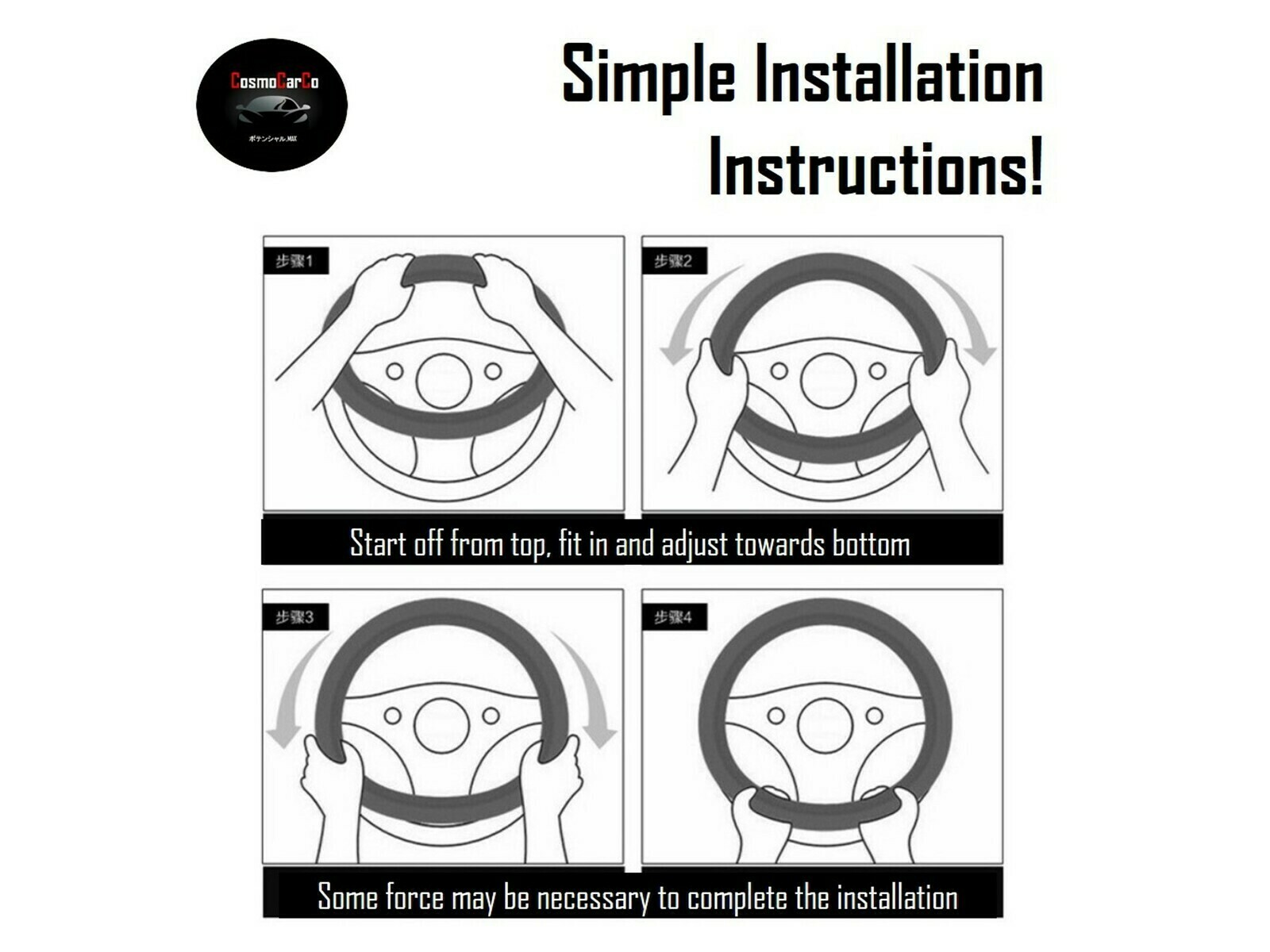 Steering Wheel Cover Matte Carbon Fiber With Leather Round Shape 37