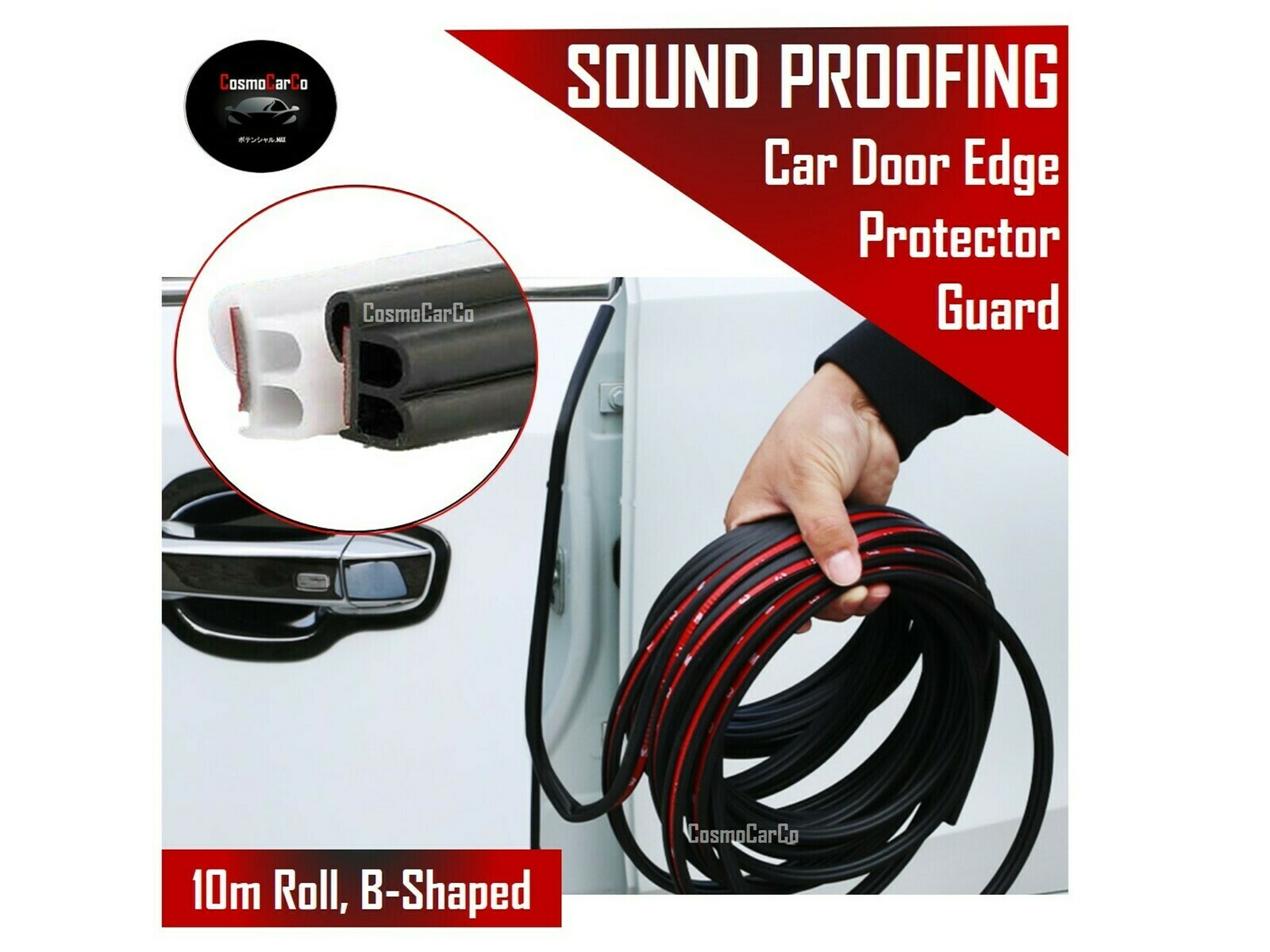 10M Car Door Edge Protector BShape Sound Proof Edge Guard Rubber Noise